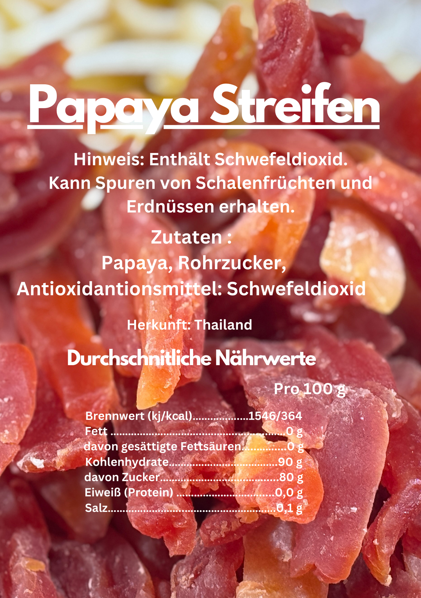 Premium Trockenfrüchte - Papaya Streifen