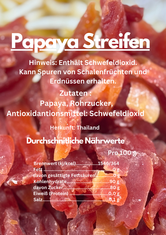 Premium Trockenfrüchte - Papaya Streifen