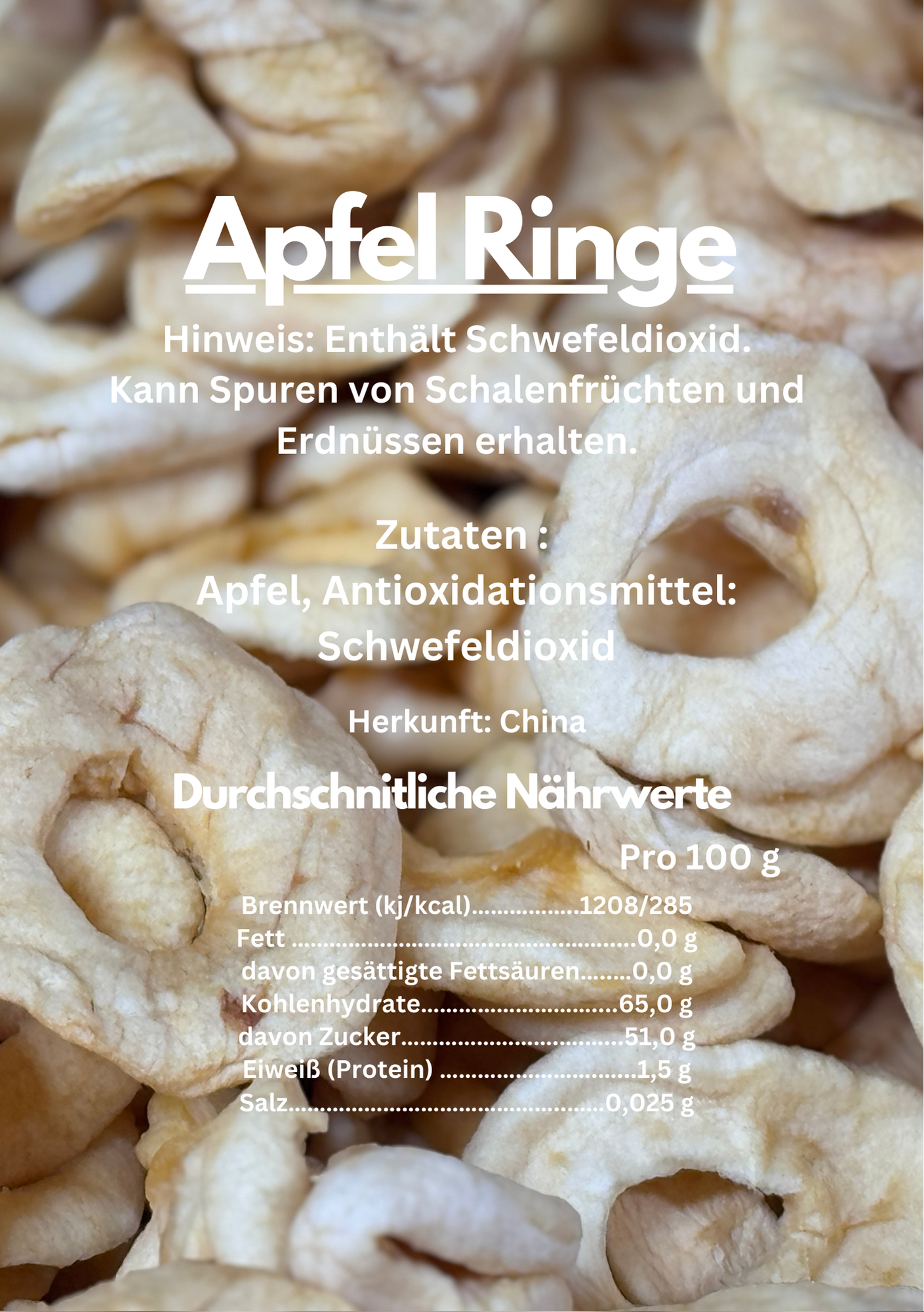 Premium Trockenfrüchte - Apfel Ringe