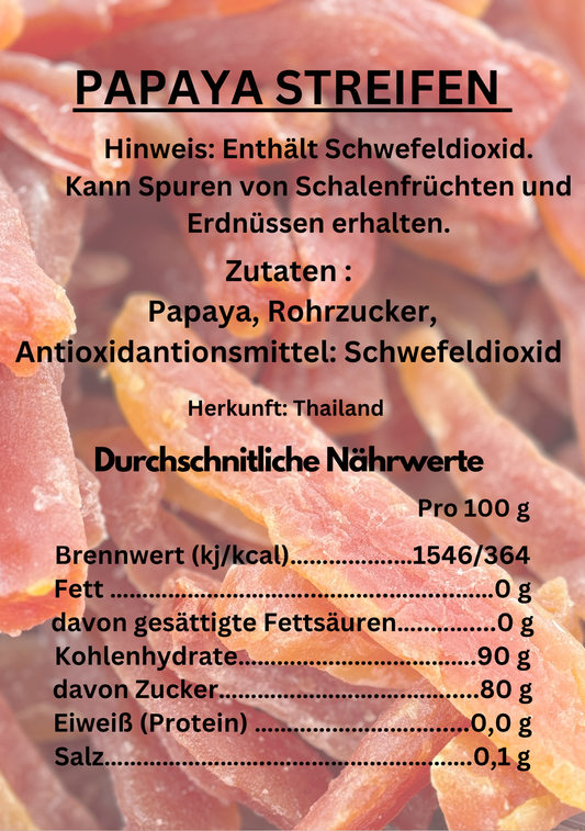 Premium Trockenfrüchte - Papaya Streifen