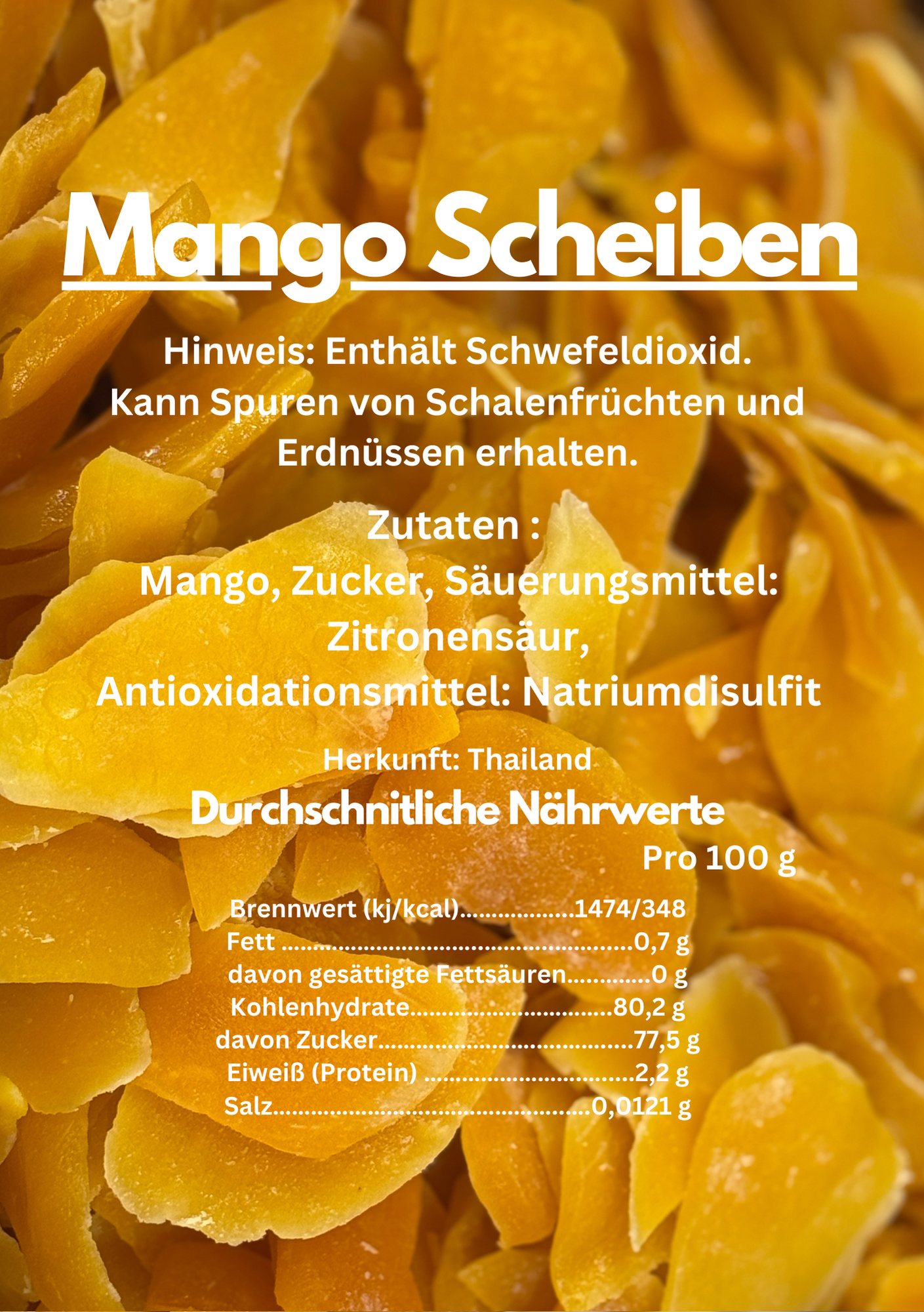 Premium Trockenfrüchte -Mango Scheiben