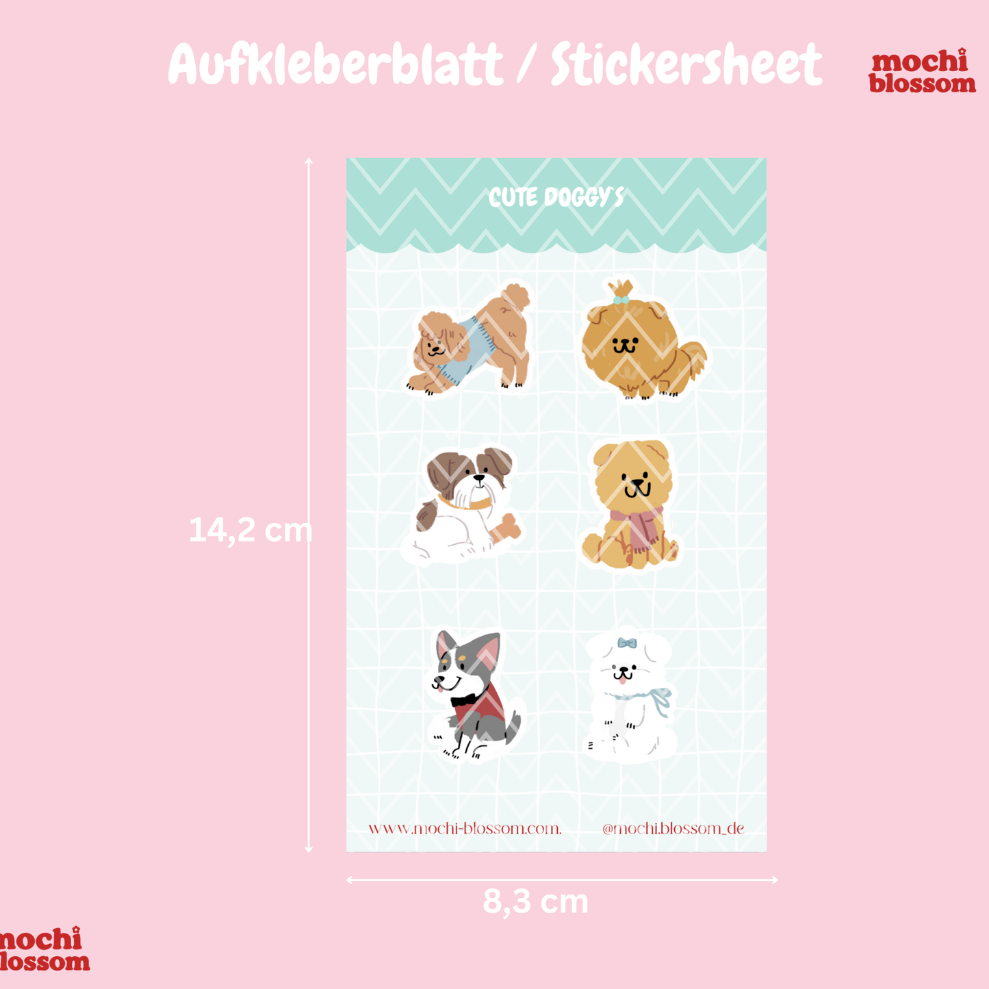 Cute doggy´s Aufkleberblatt , Stickersheet | Mochi Blossom