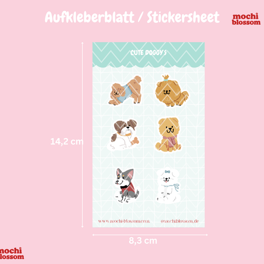 Cute doggy´s Aufkleberblatt , Stickersheet | Mochi Blossom