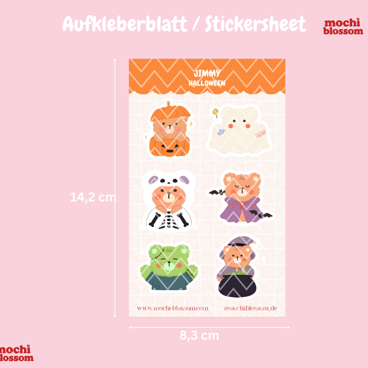 Jimmy Halloween Aufkleberblatt  , Bear Halloween Stickersheet | Mochi Blossom