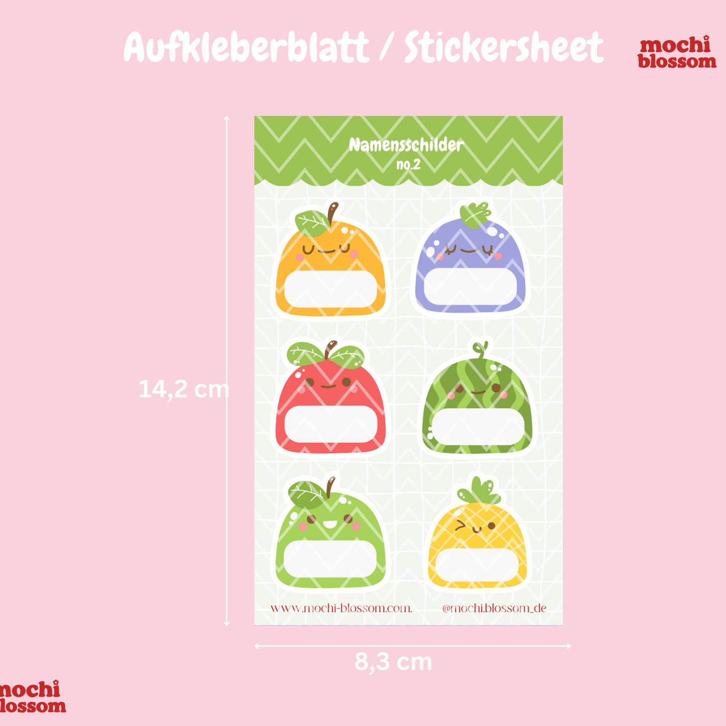 Namensschilder Aufkleberblatt , Stickersheet | Mochi Blossom