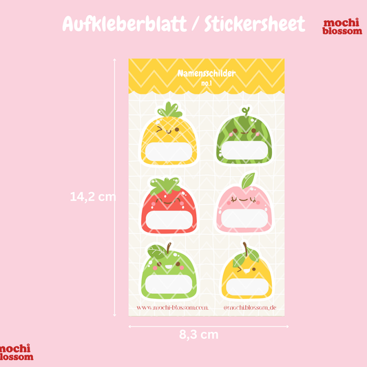 Namensschilder Aufkleberblatt , Stickersheet | Mochi Blossom