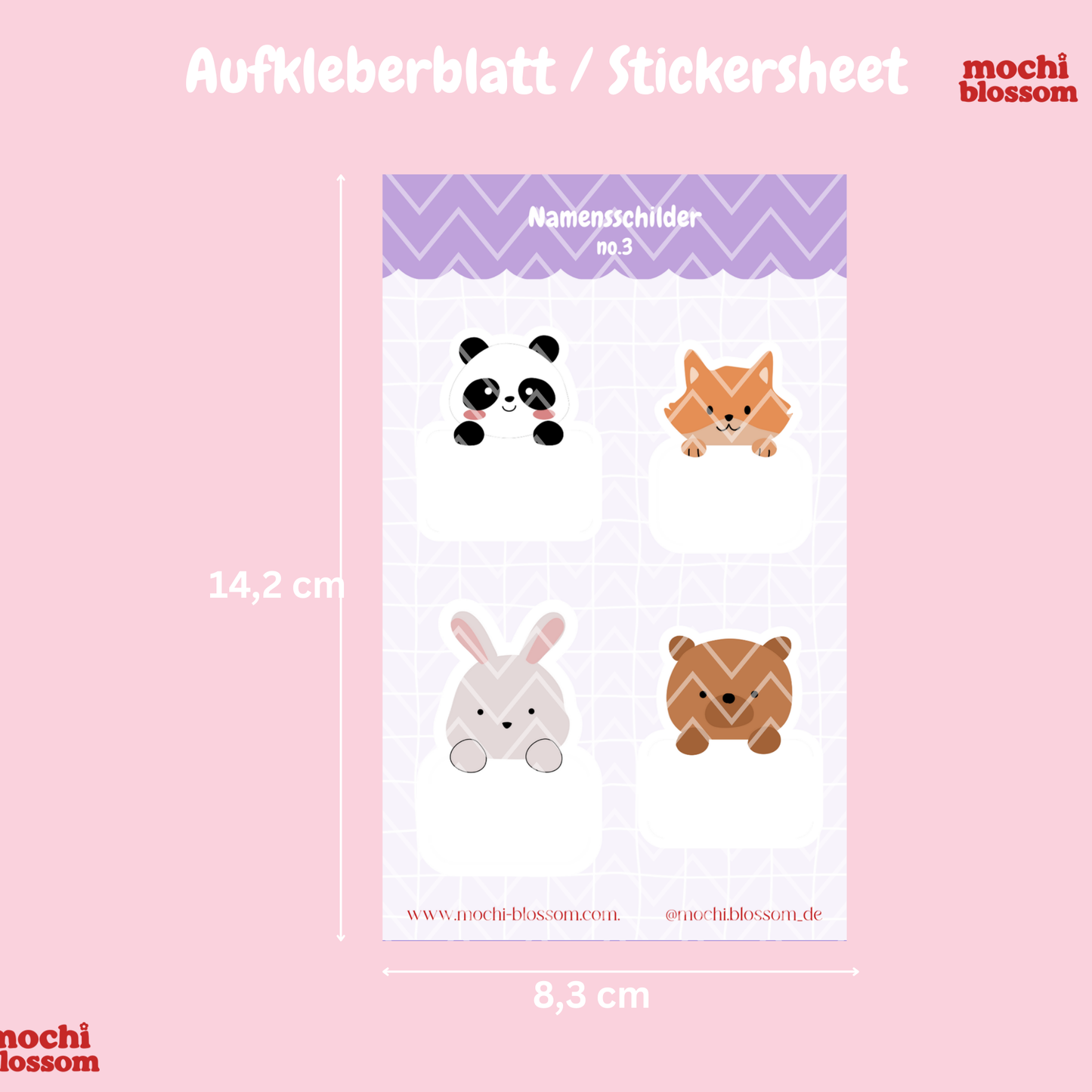 Namensschilder Aufkleberblatt , Stickersheet | Mochi Blossom