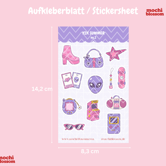 Y2K SUMMER Aufkleberblatt , Stickersheet | Mochi Blossom