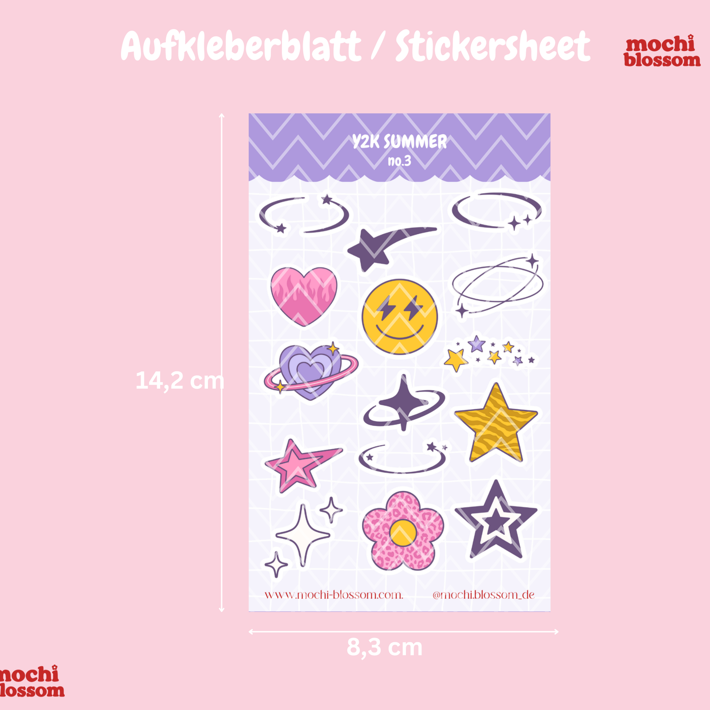 Y2K SUMMER Aufkleberblatt , Stickersheet | Mochi Blossom