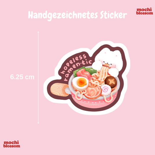 Hopeless Ramen-tic Sticker , Handgezeichnete Sticker | Mochi Blossom