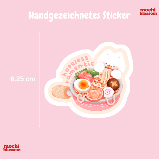 Hopeless Ramen-tic Sticker , Handgezeichnete Sticker | Mochi Blossom