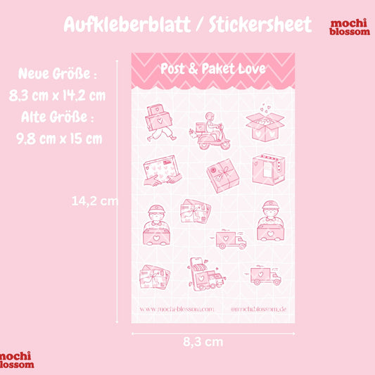 Post & Paket Love - Aufkleberblatt , Stickersheet | Mochi Blossom