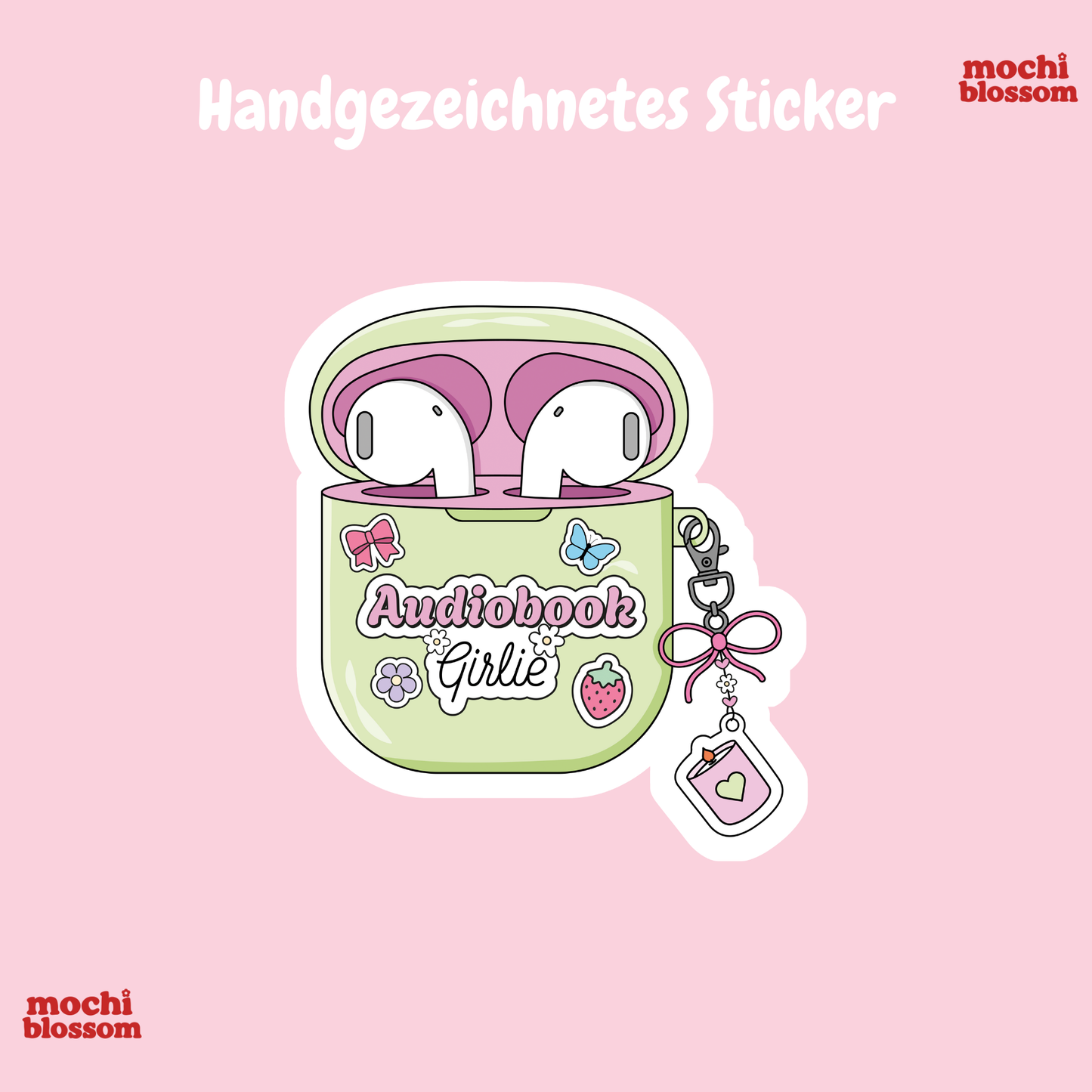 Audiobook girlie Sticker , Handgezeichnete Sticker | Mochi Blossom
