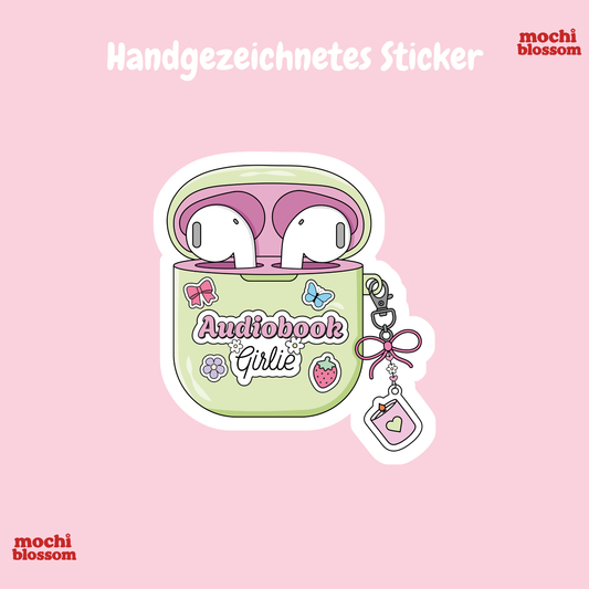 Audiobook girlie Sticker , Handgezeichnete Sticker | Mochi Blossom