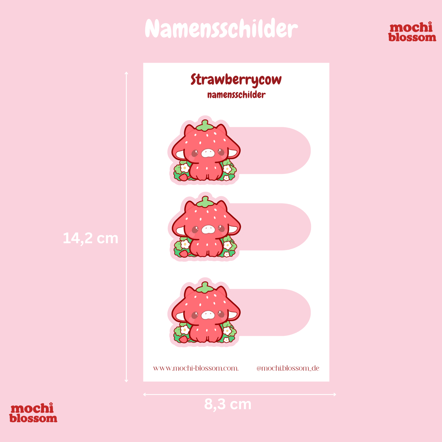 Strawberrycow Namensschilder | Mochi Blossom