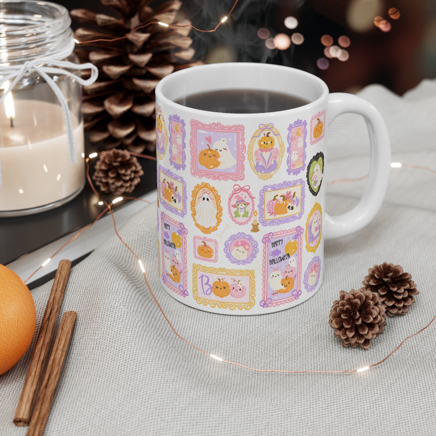 Mug 11oz Halloween Kaffee Tasse Handgezeichnetes Design Süß | Mochi Blossom