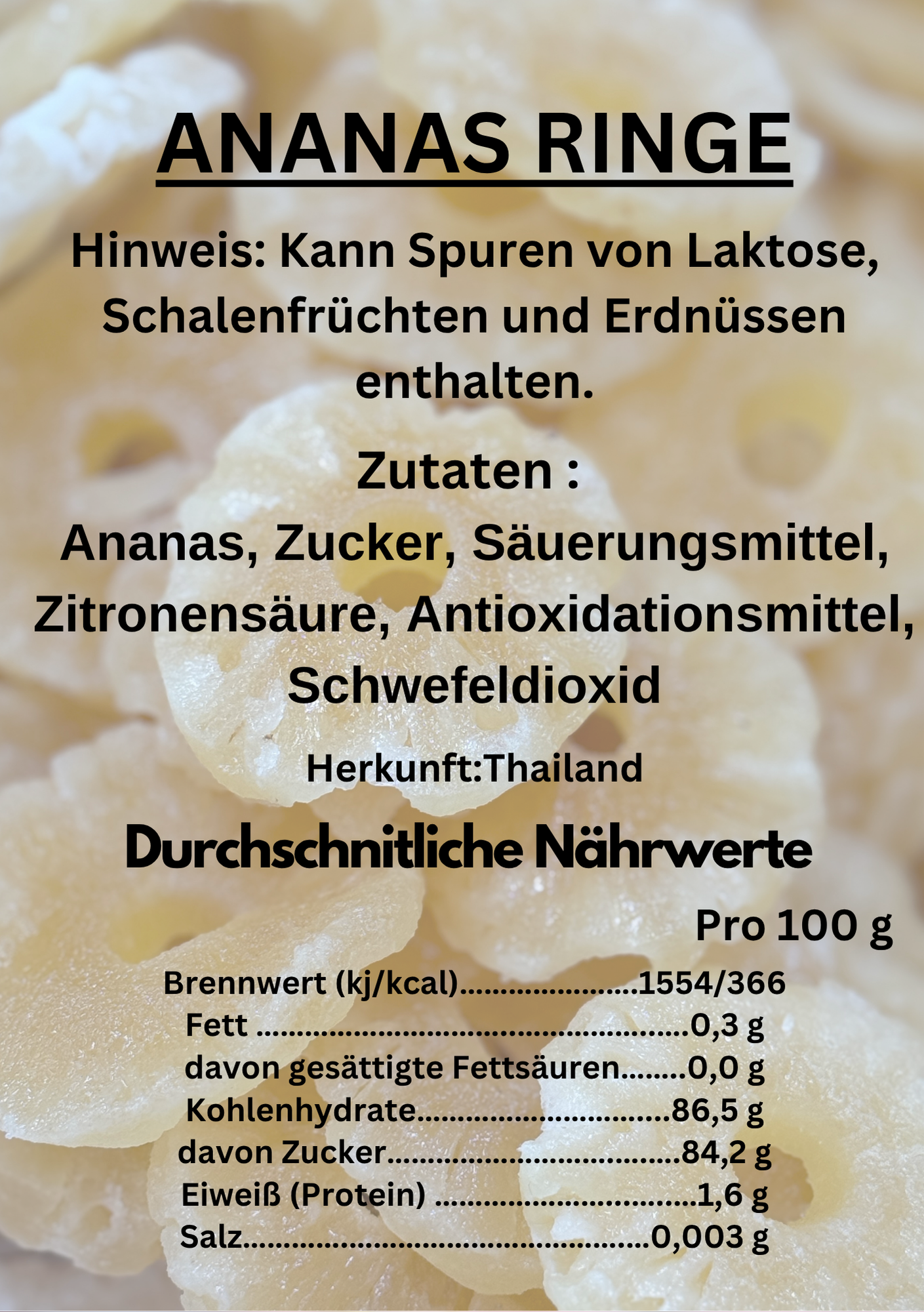 Premium Trockenfrüchte - Ananas Ringe