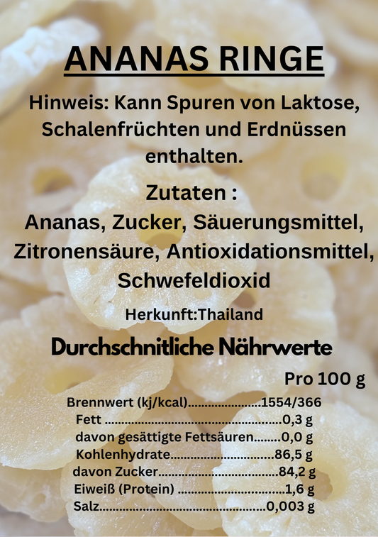 Premium Trockenfrüchte - Ananas Ringe