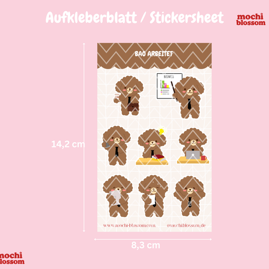 BAO Arbeitet Aufkleberblatt , BAO is working Stickersheet | Mochi Blossom