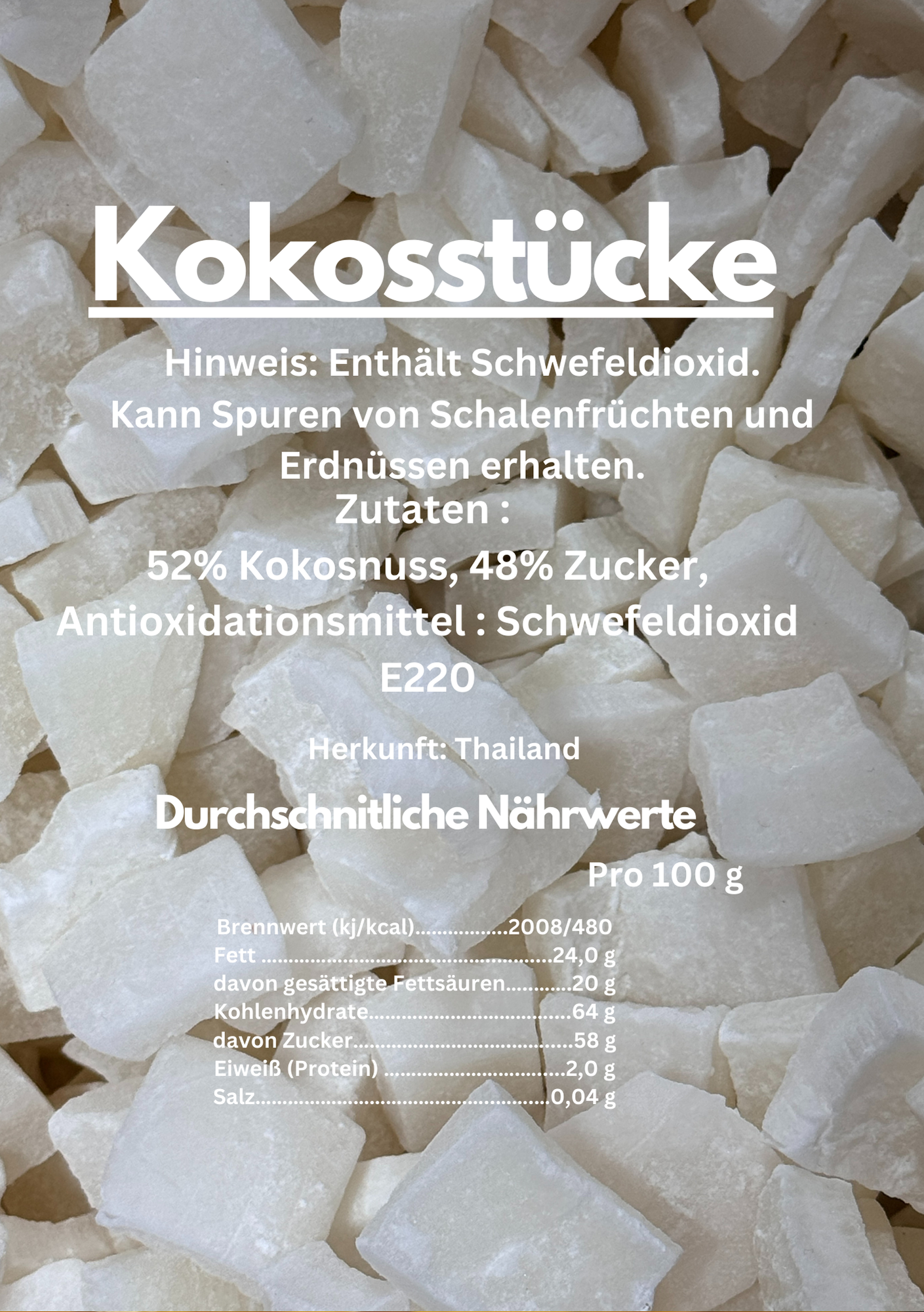 Premium Trockenfrüchte - Kokosstücke