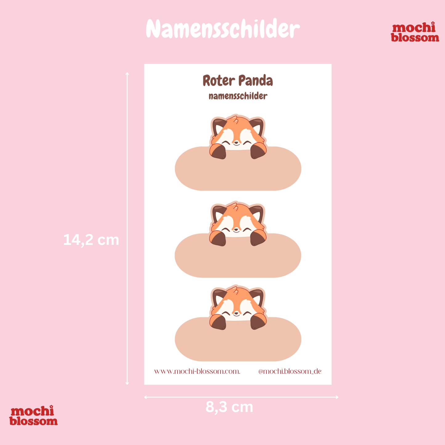 Roter Panda Namensschilder