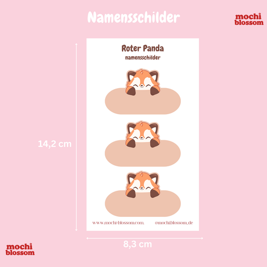 Roter Panda Namensschilder