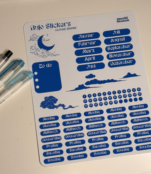 Wolken Thema - Bullet Journal Aufkleber