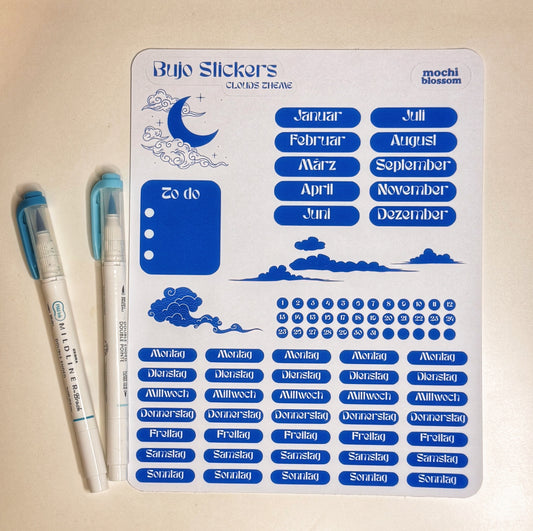 Wolken Thema - Bullet Journal Aufkleber