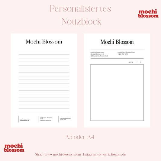 Personalisierte Notizblöcke , Personalized Notepads | Mochi Blossom